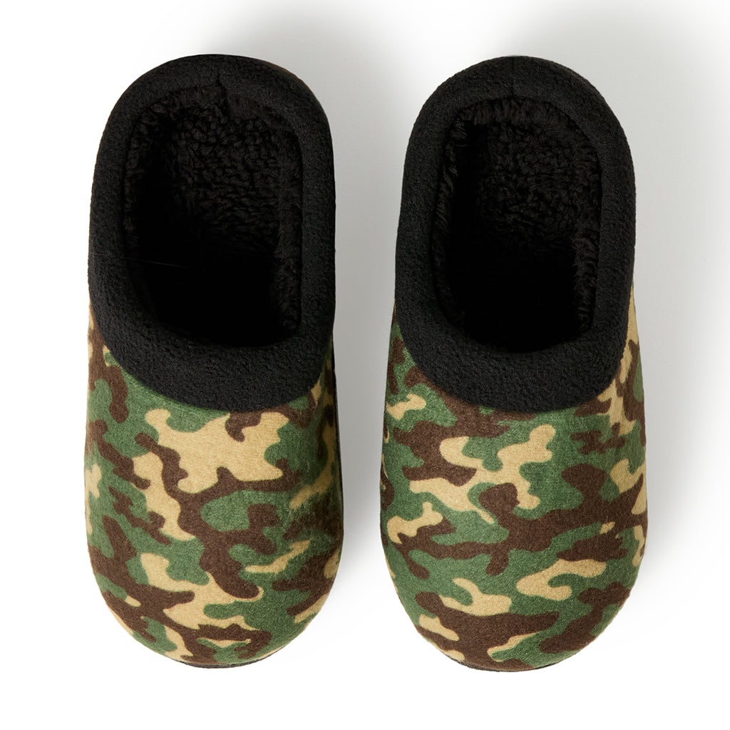 Olivine Camo; @Boys Printed Camo Fleece Clog Slipper