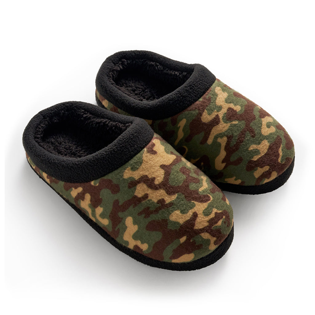 Olivine Camo; @Boys Printed Camo Fleece Clog Slipper