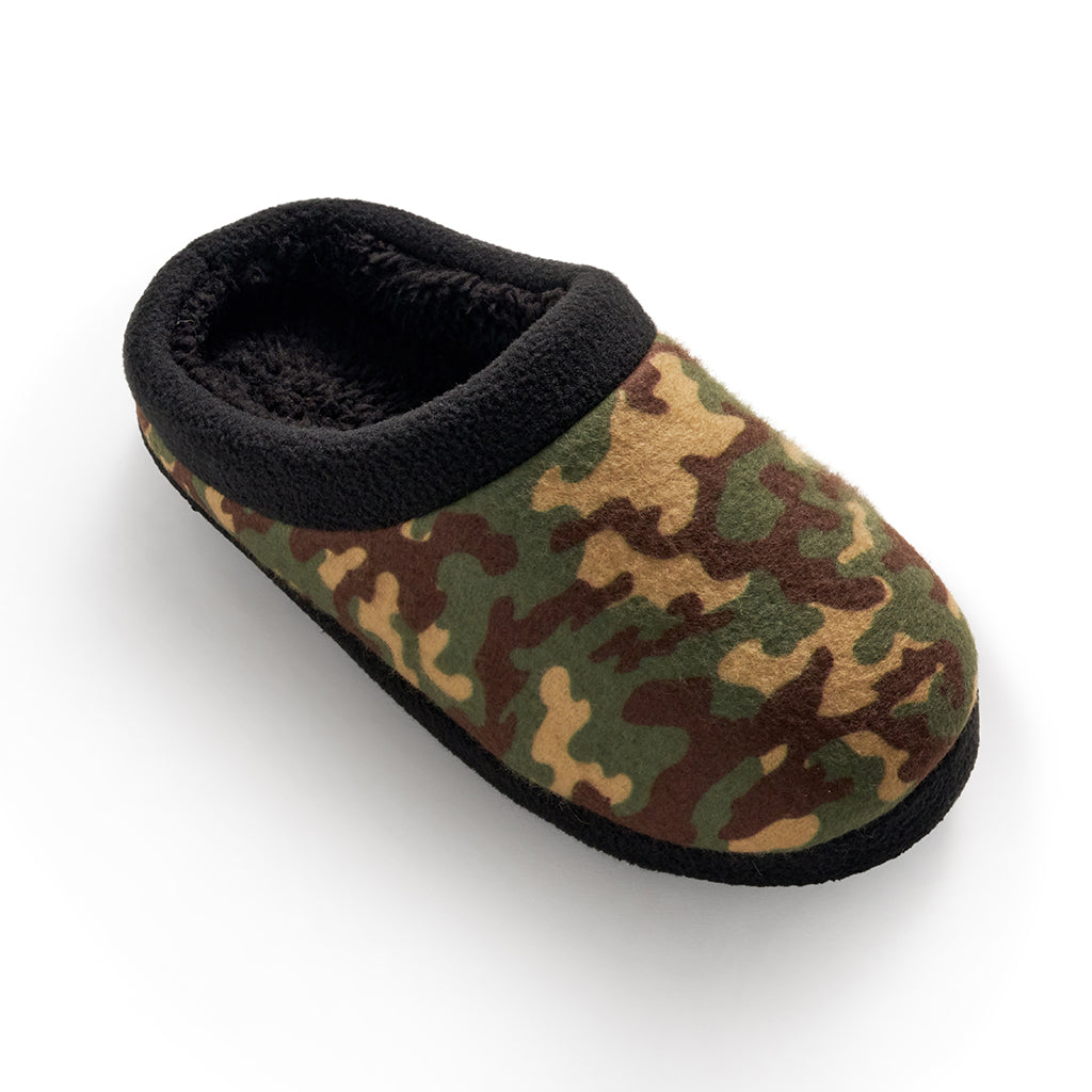 Olivine Camo; @Boys Printed Camo Fleece Clog Slipper