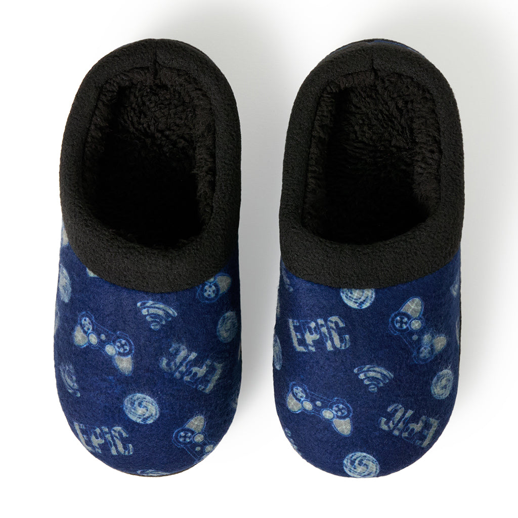Medieval Blue Games; @Boys Printed Gamer Fleece Clog Slipper