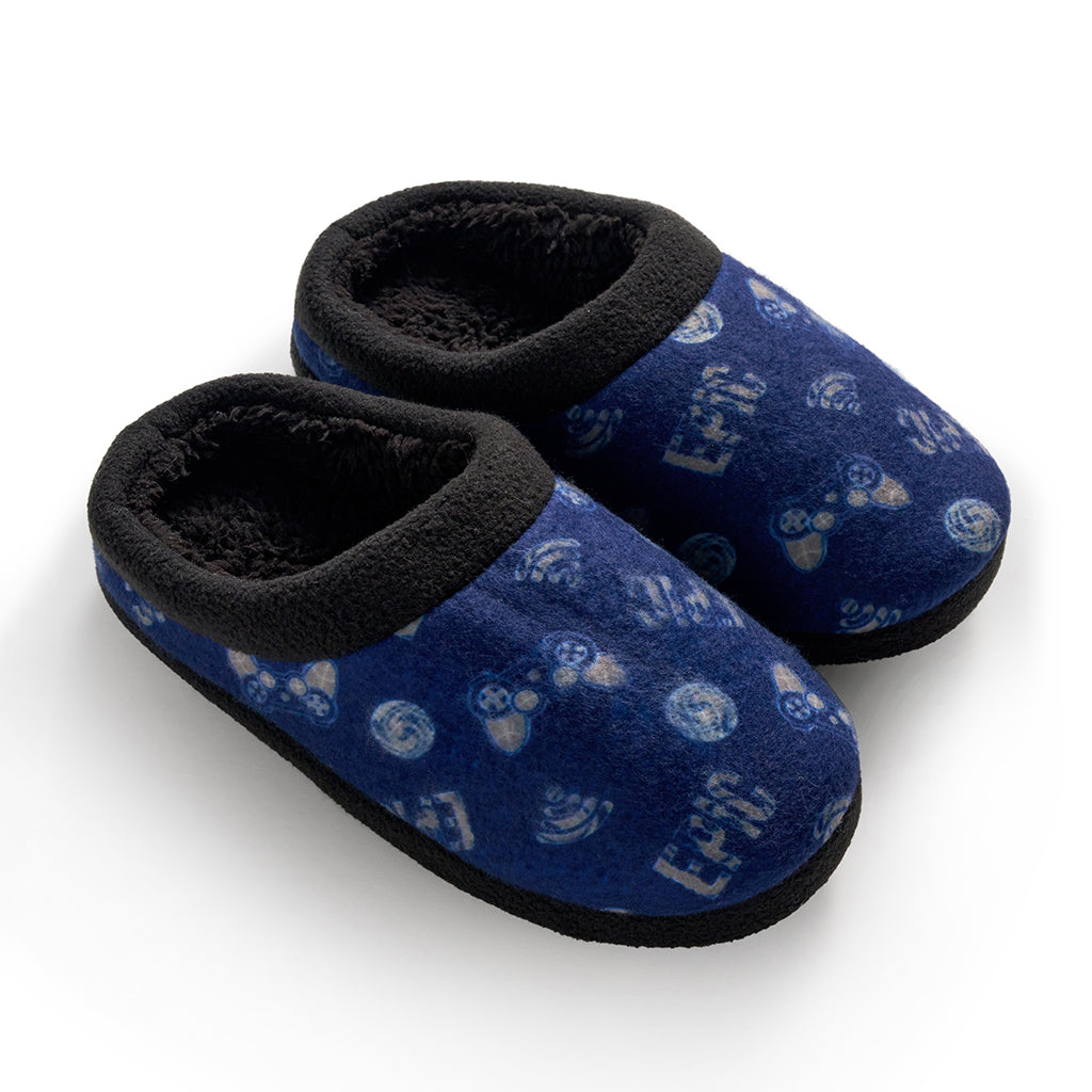 Medieval Blue Games; @Boys Printed Gamer Fleece Clog Slipper