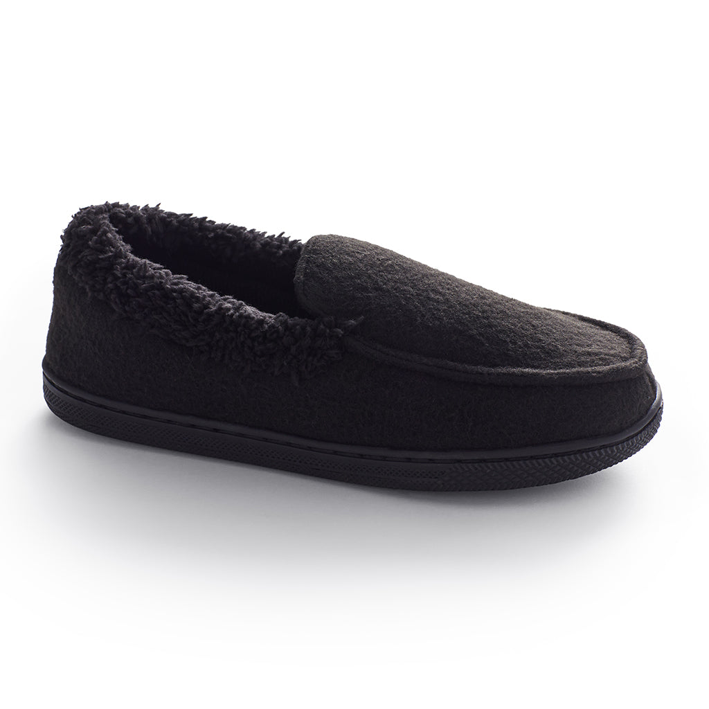 Black; @Boys Fleece Moccasin Slipper