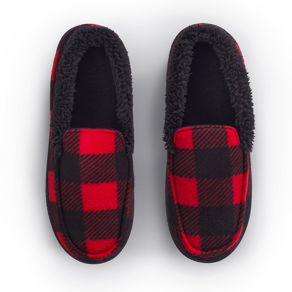 Slippers Mens Red Plaid Moccasins Shoes Buffalo Mens Slippers
