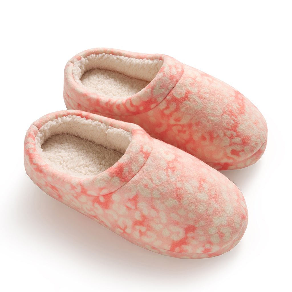 Desert Flower Animal; @Girls Printed Leopard Fleece Clog Slipper