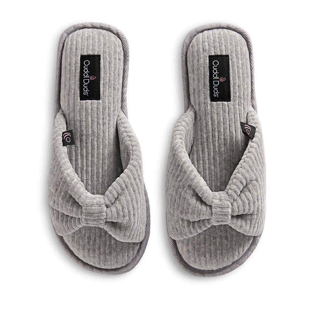 Heather Grey;@Gathered Corduroy Slide Slipper