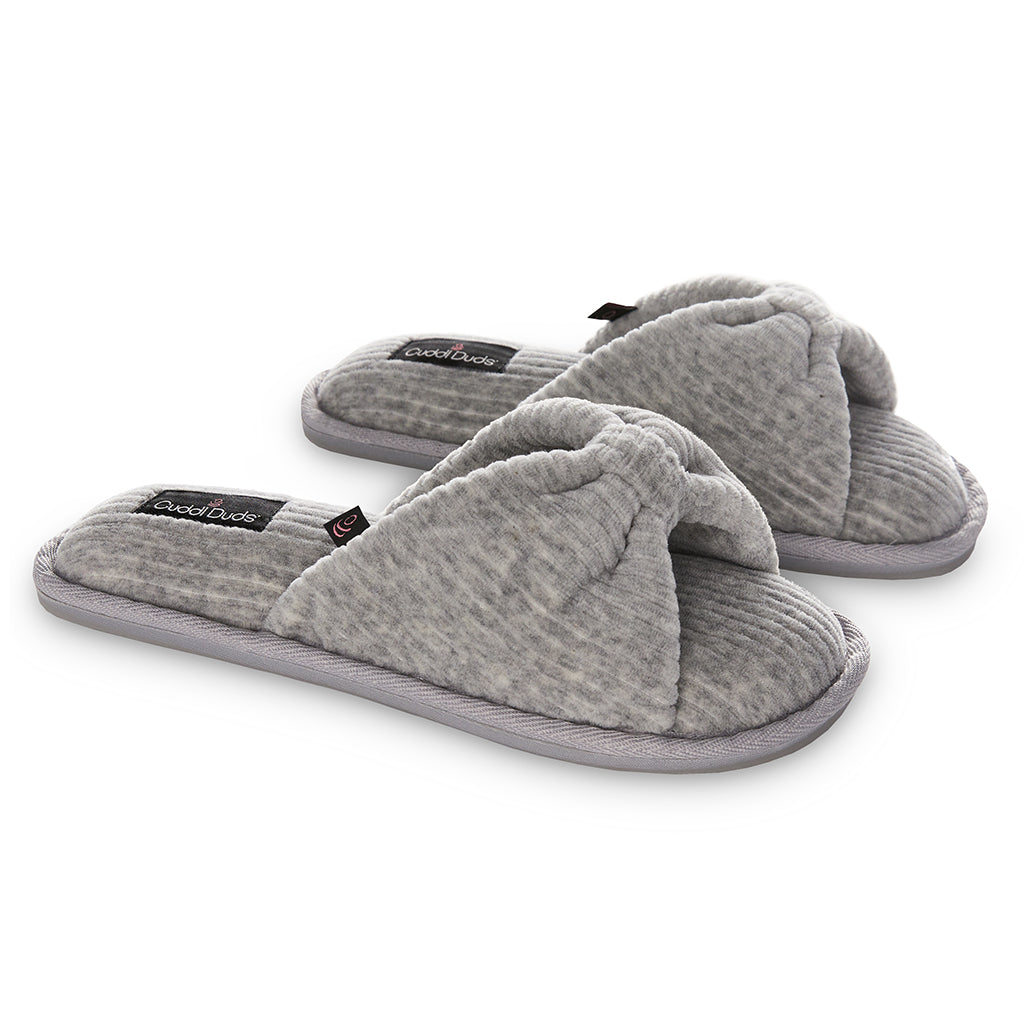 Heather Grey;@Gathered Corduroy Slide Slipper