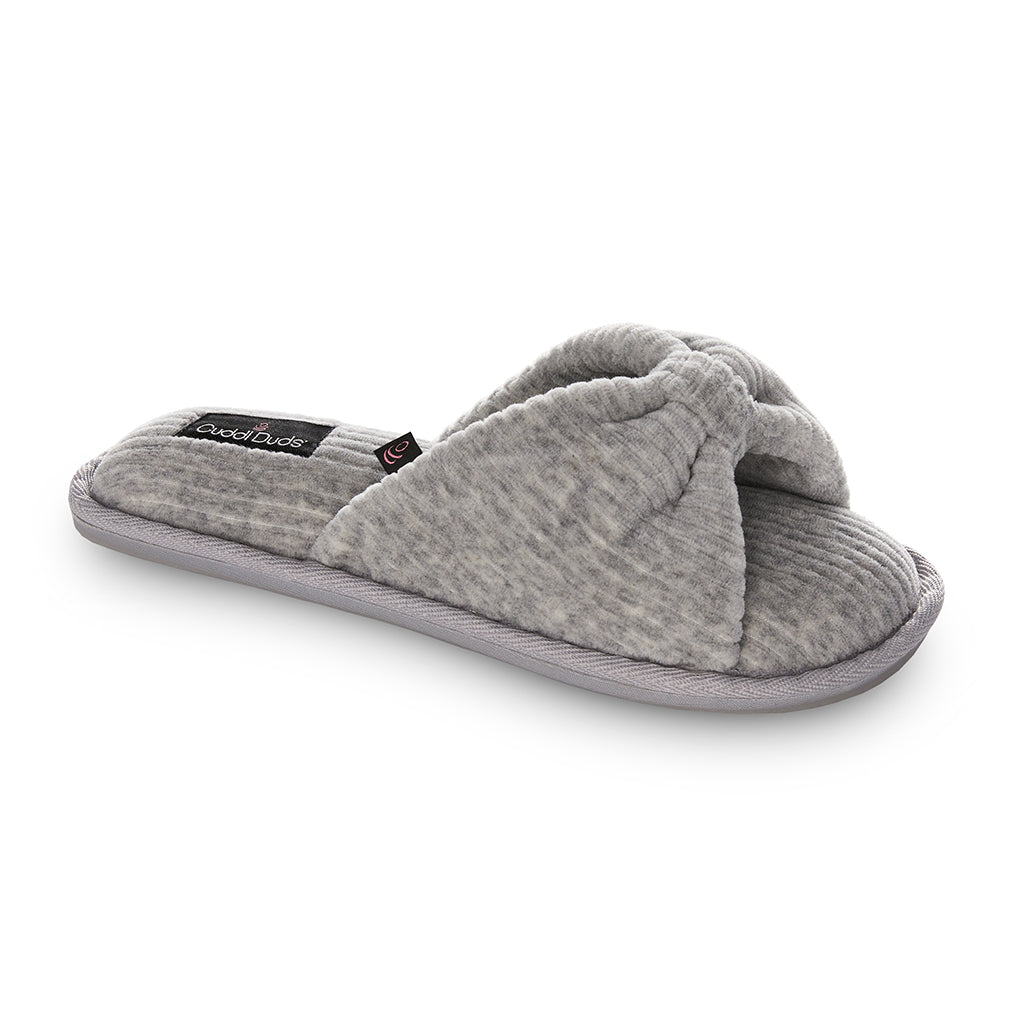 Heather Grey;@Gathered Corduroy Slide Slipper