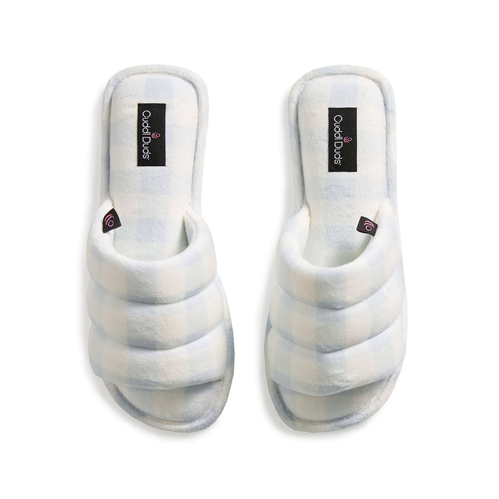 Country Air Gingham;@Puffy Velour Slide Slipper