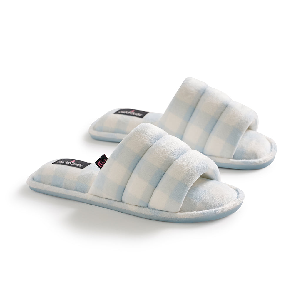 Country Air Gingham;@Puffy Velour Slide Slipper