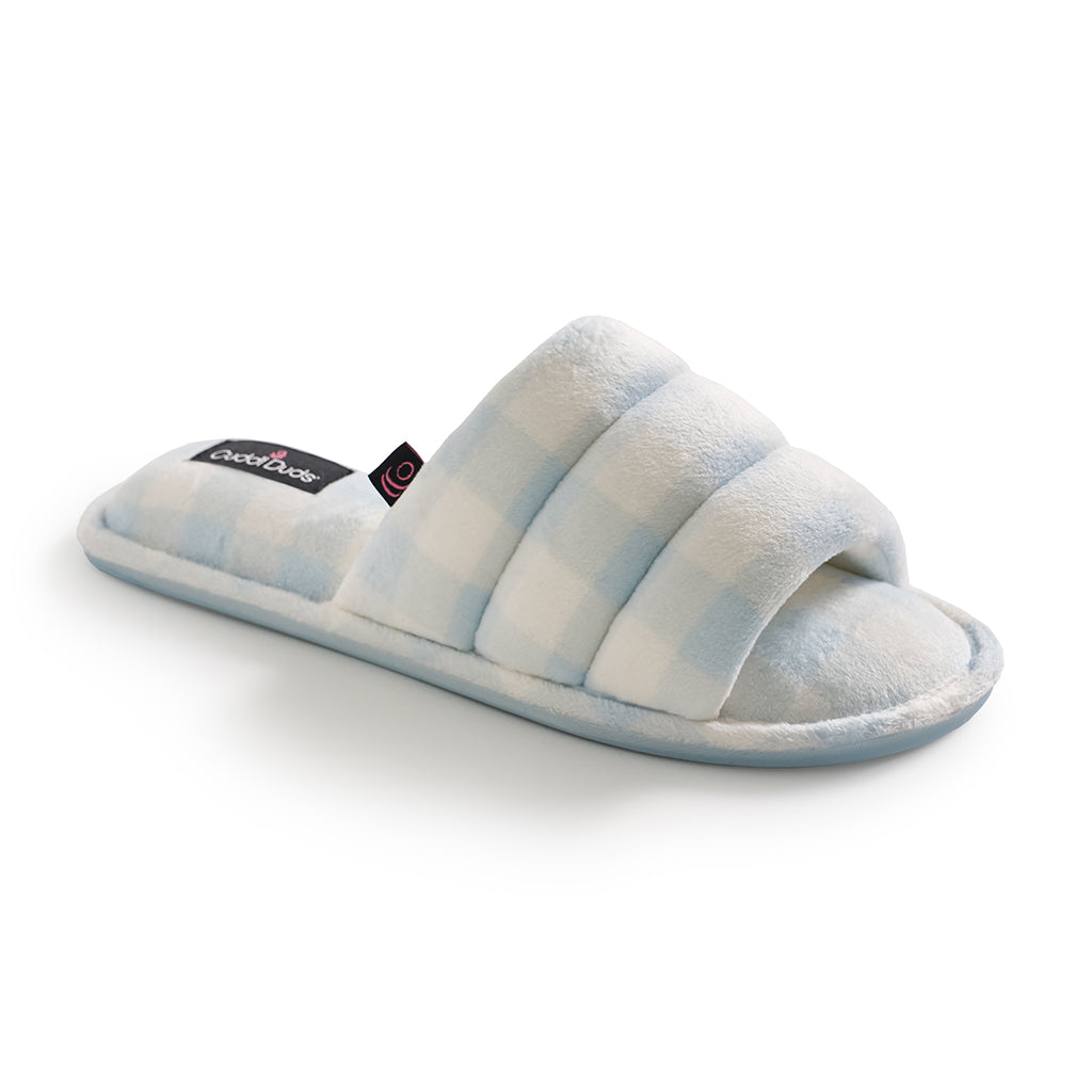 Country Air Gingham;@Puffy Velour Slide Slipper