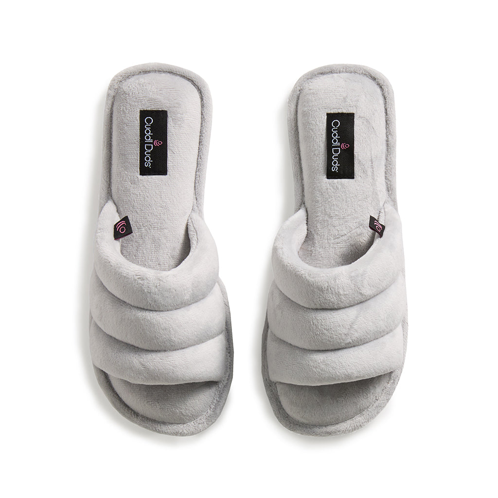 Oyster Mushroom;@Puffy Velour Slide Slipper