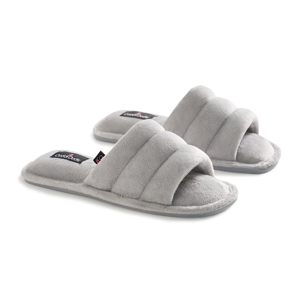 Oyster Mushroom;@Puffy Velour Slide Slipper