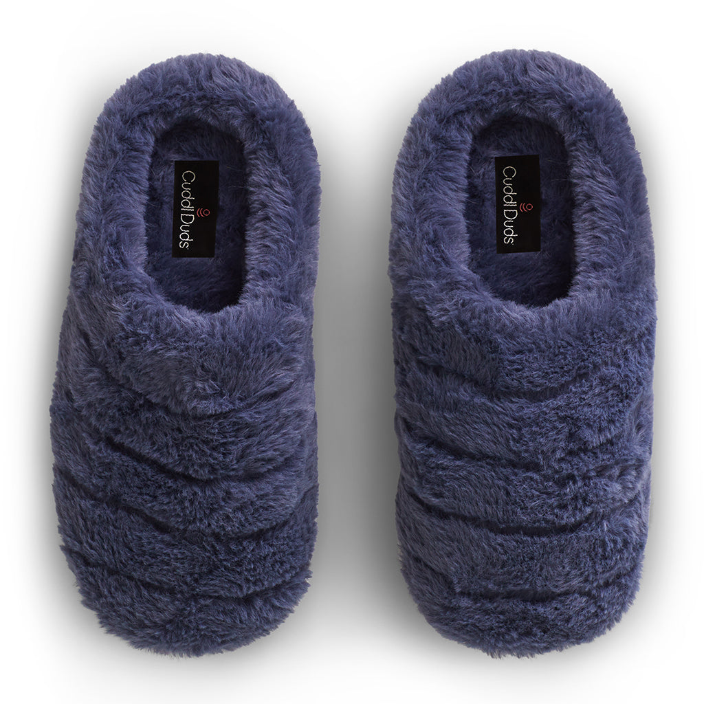 Faux Fur Puff Clog peacoat Slipper