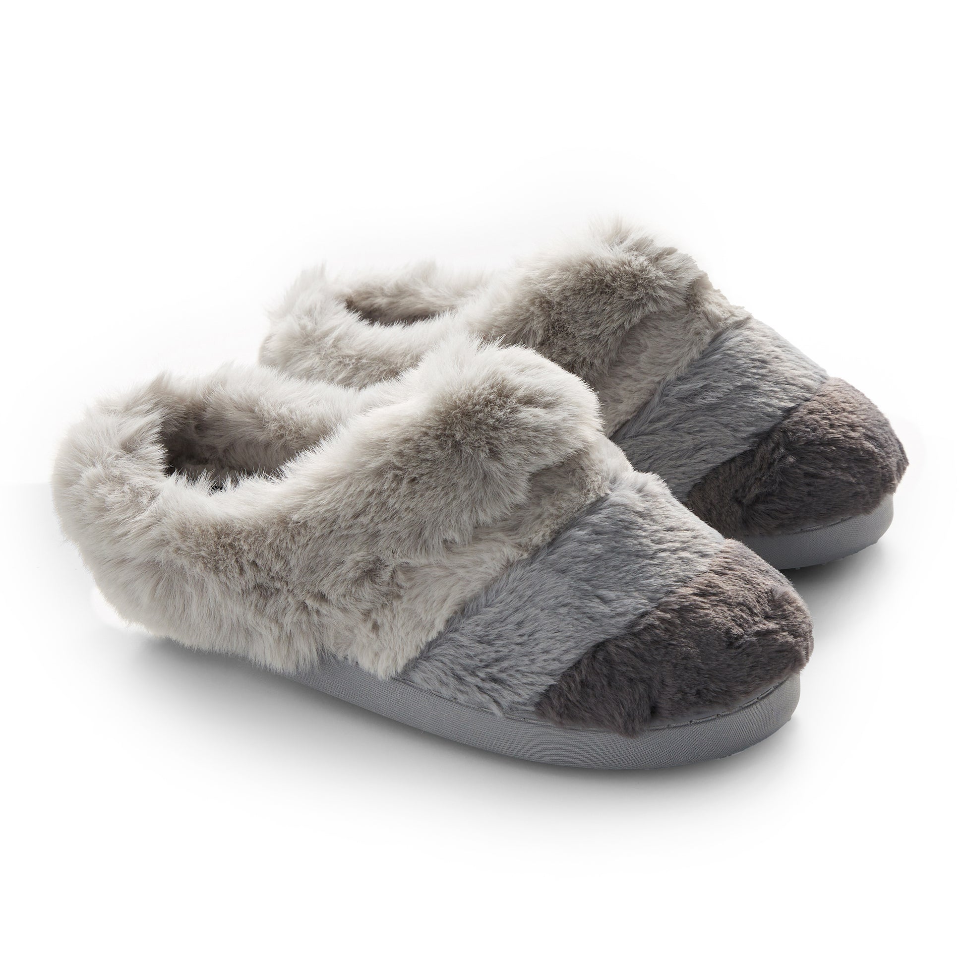 Glacier Gray Multi;@A Faux Fur clog slipper with Nostalgia Rose layers