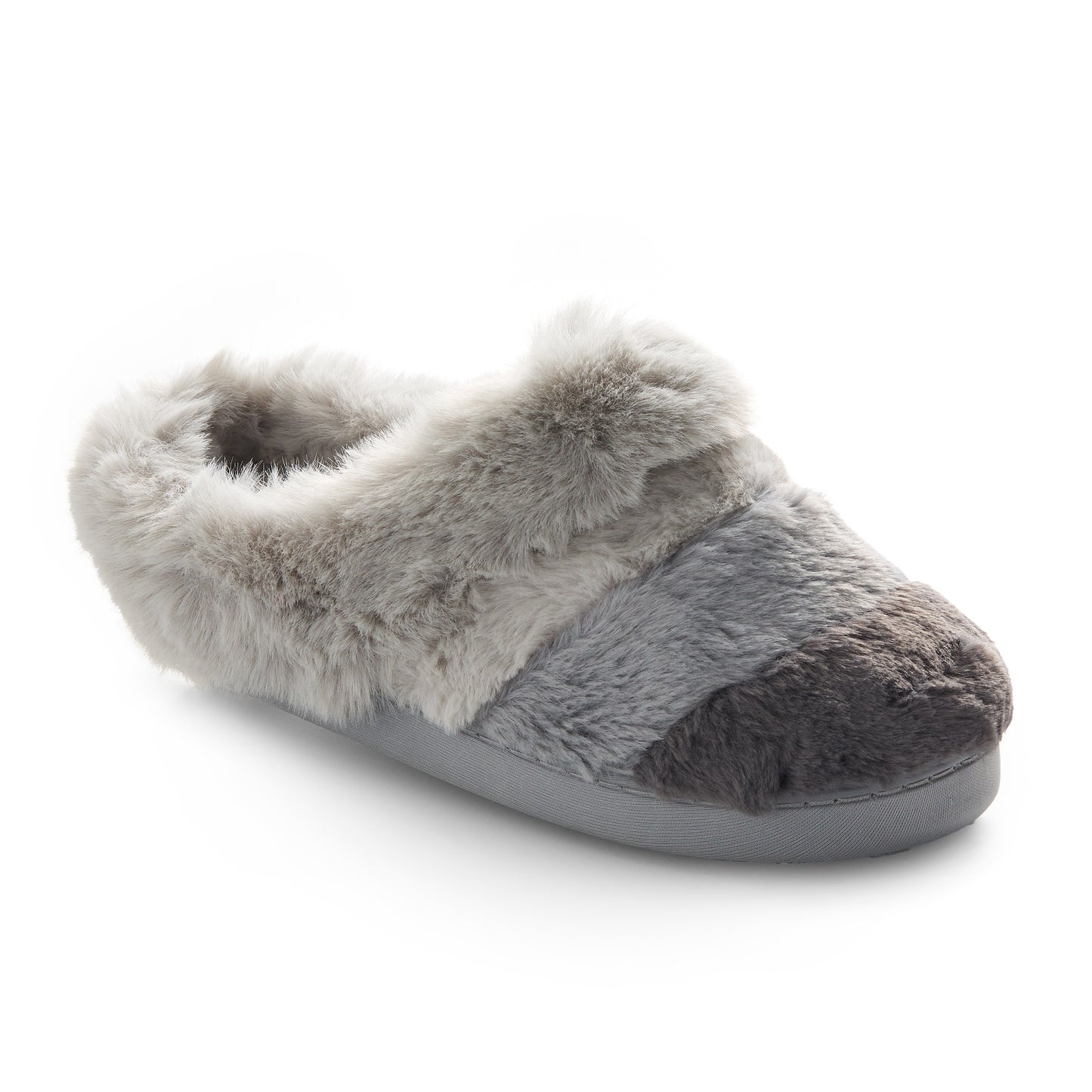 Glacier Gray Multi;@A Faux Fur clog slipper with Nostalgia Rose layers