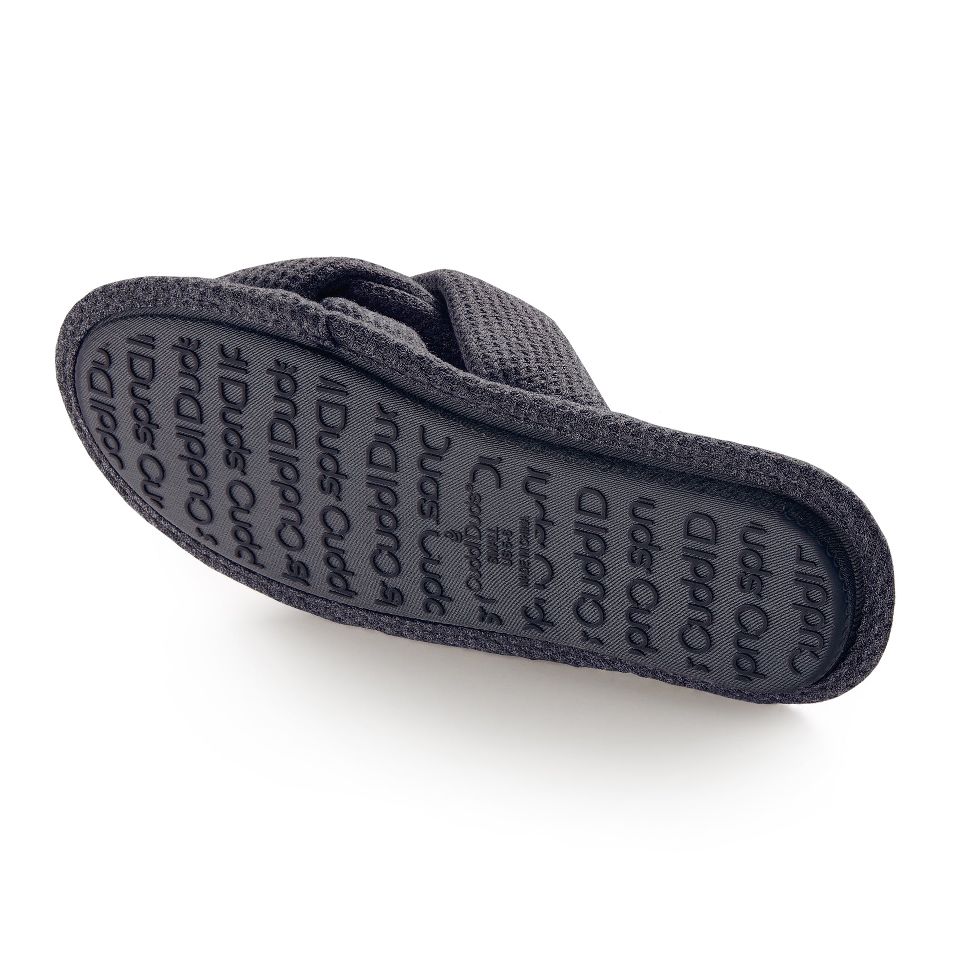 A heather waffle braid slide slipper.