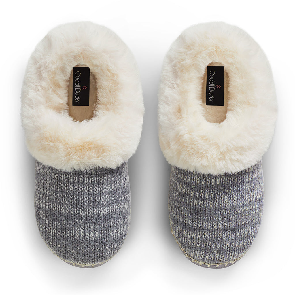High Rise;@Twist Knit Slipper Bootie with Sherpa Lining