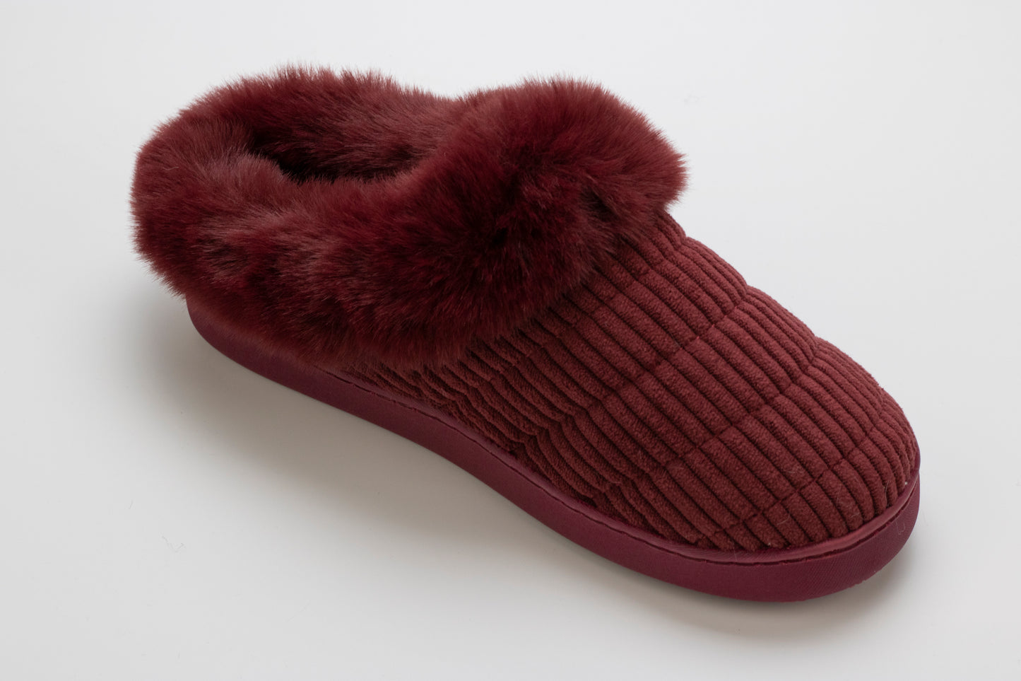 Windsor Wine;@Corduroy Clog Slipper with Sherpa Lining