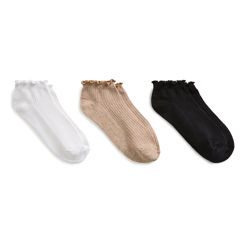 White/Simply Taupe/Black;@Thermal Stitch / Lettuce Welt Low Cut Sock 3 Pack
