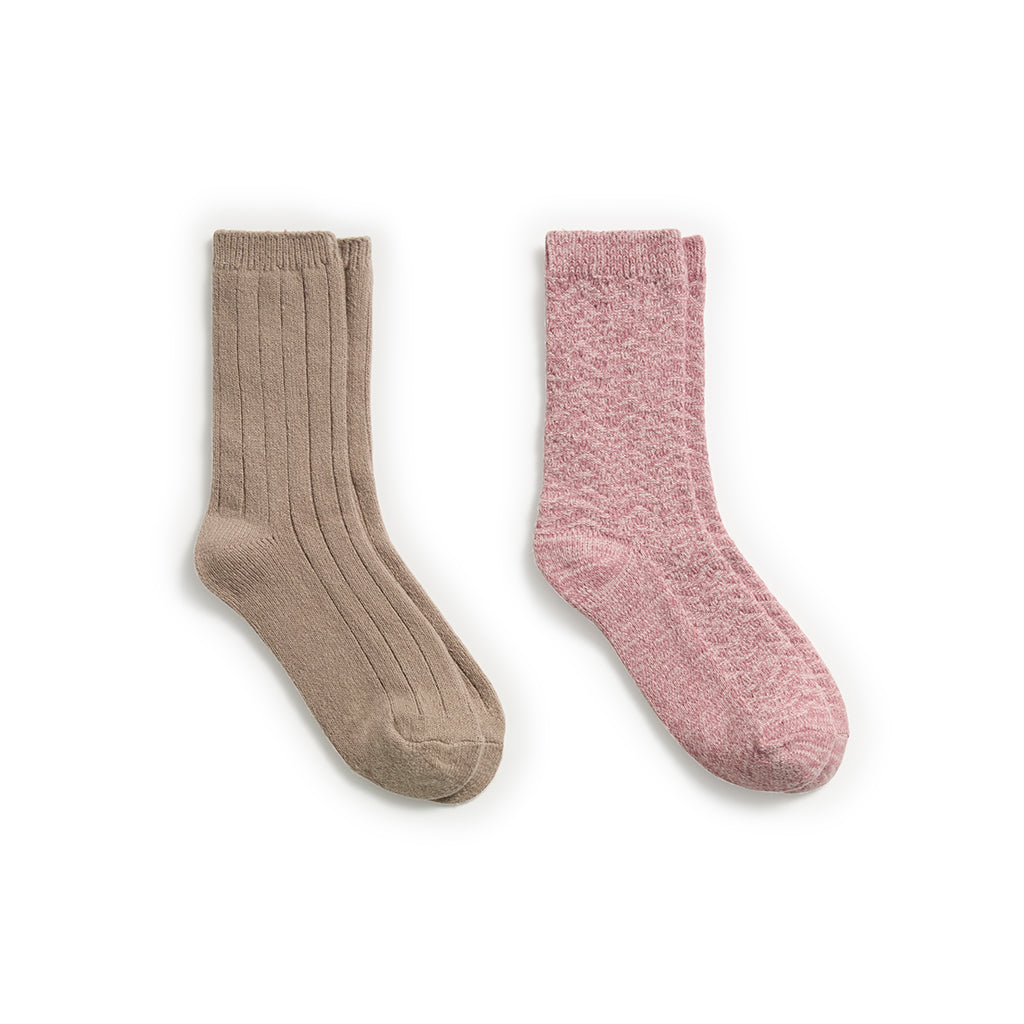 Nostalgia Rose; @Tonal Spacedye Chevron Texture/Wide Rib Crew Sock 2-Pack