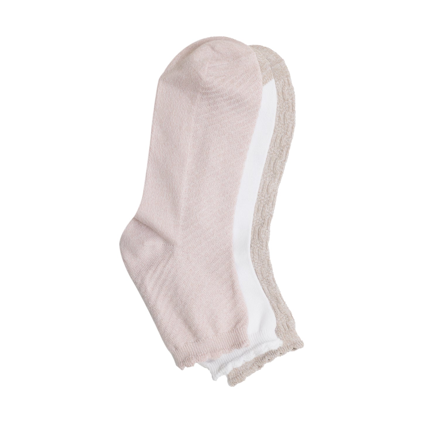 Sepia Rose/White/Simply Taupe;@A Diagonal Rib / Scallop Welt Anklet Sock 3-Pack