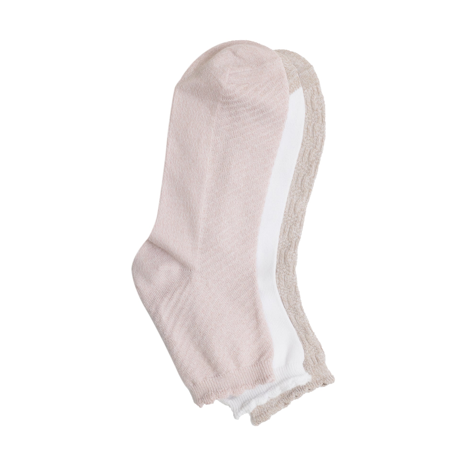 A Diagonal Rib / Scallop Welt Anklet Sock 3-Pack