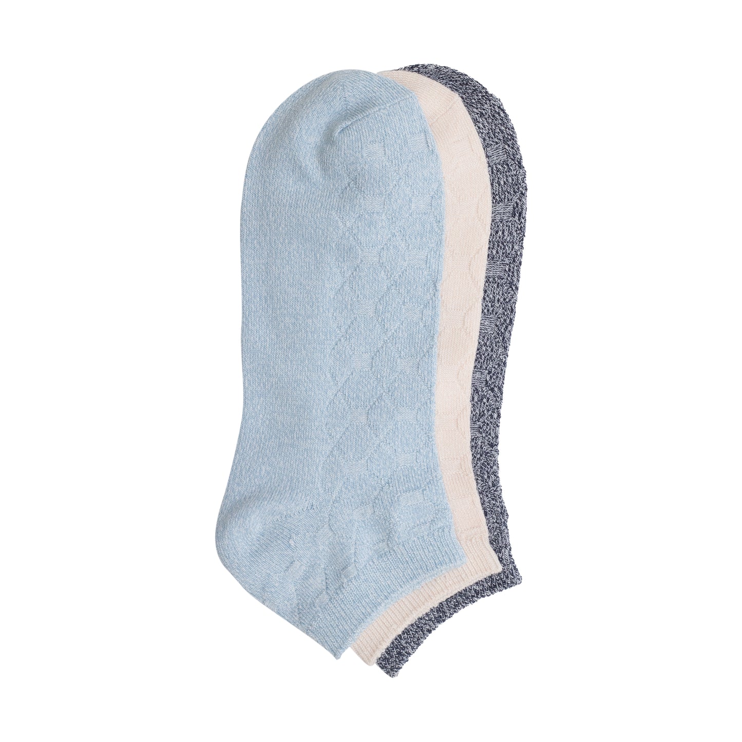 Blue Fog;@Twist Tile Textured Solid Color Low Cut Sock 3-Pack