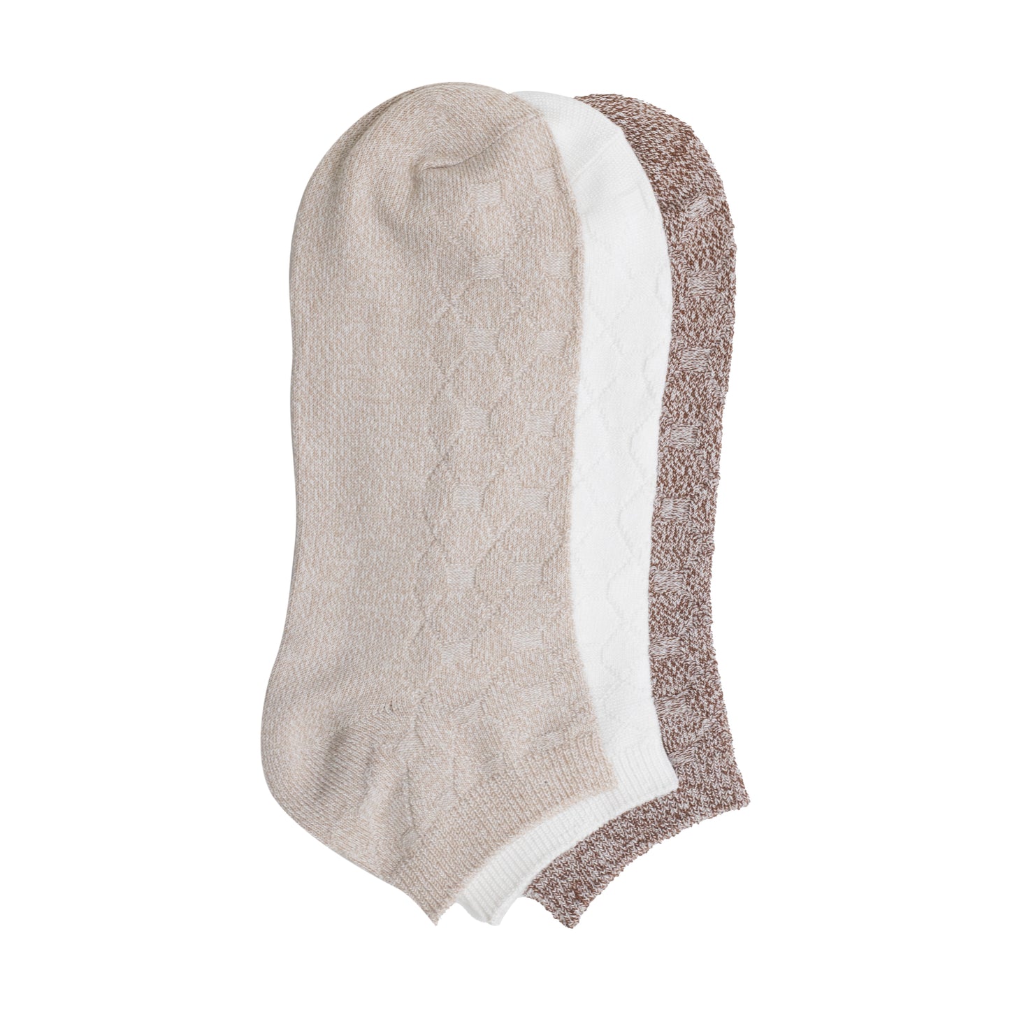 Simply Taupe;@Twist Tile Textured Solid Color Low Cut Sock 3-Pack