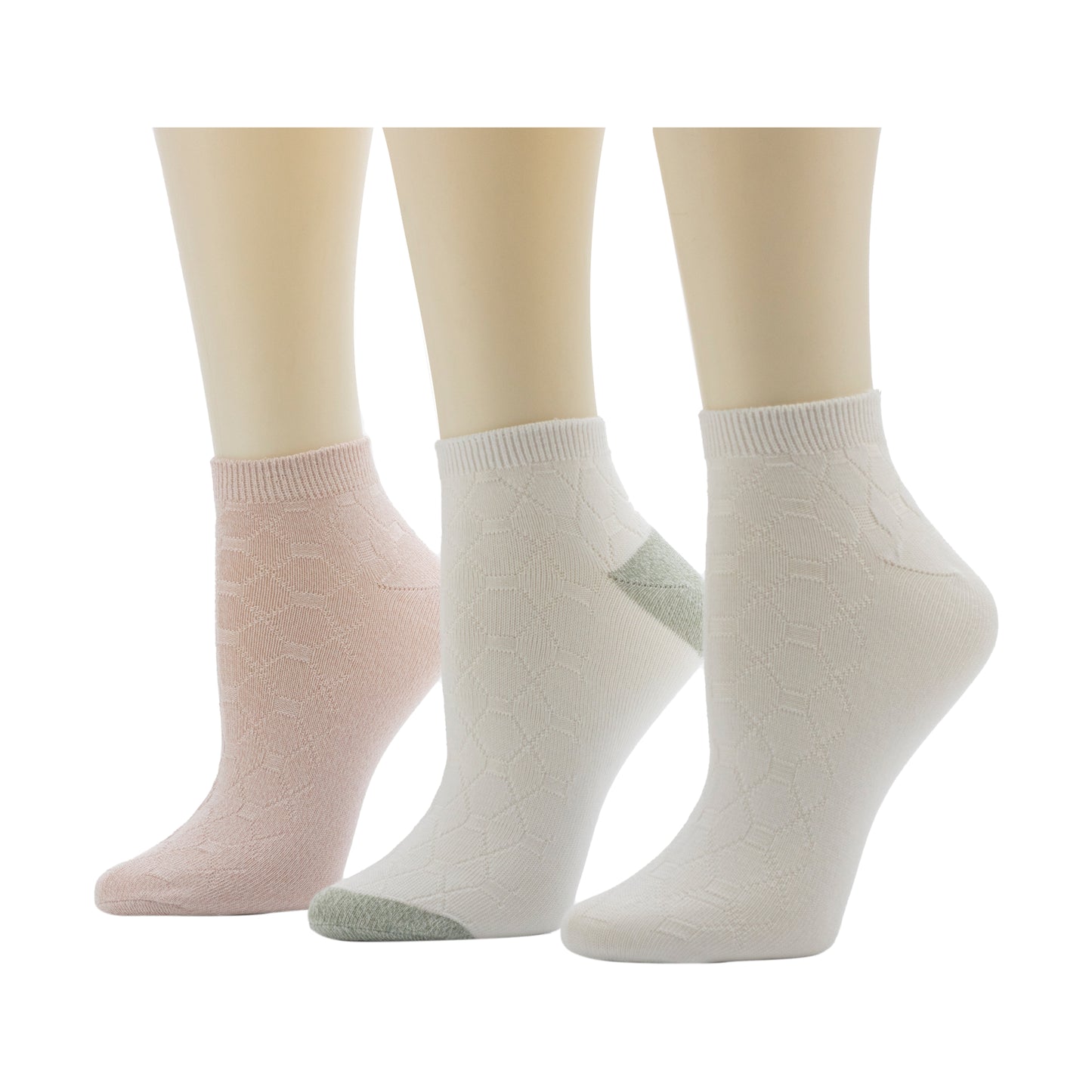 Sepia Rose;@Twist Tile Textured Low Cut Sock 3-Pack