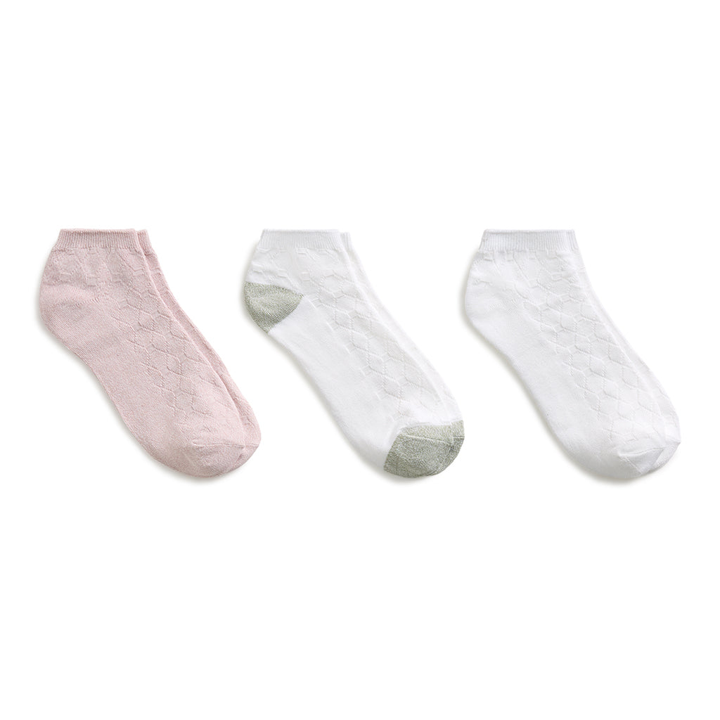 Sepia Rose;@Twist Tile Textured Low Cut Sock 3-Pack