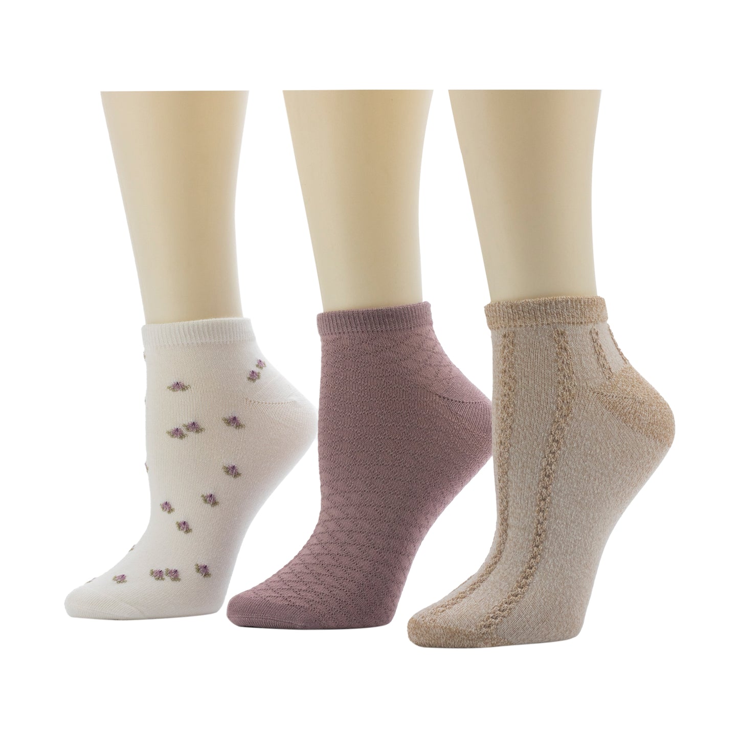 Elderberry;@Pucker Floral Low Cut Sock 3-Pack