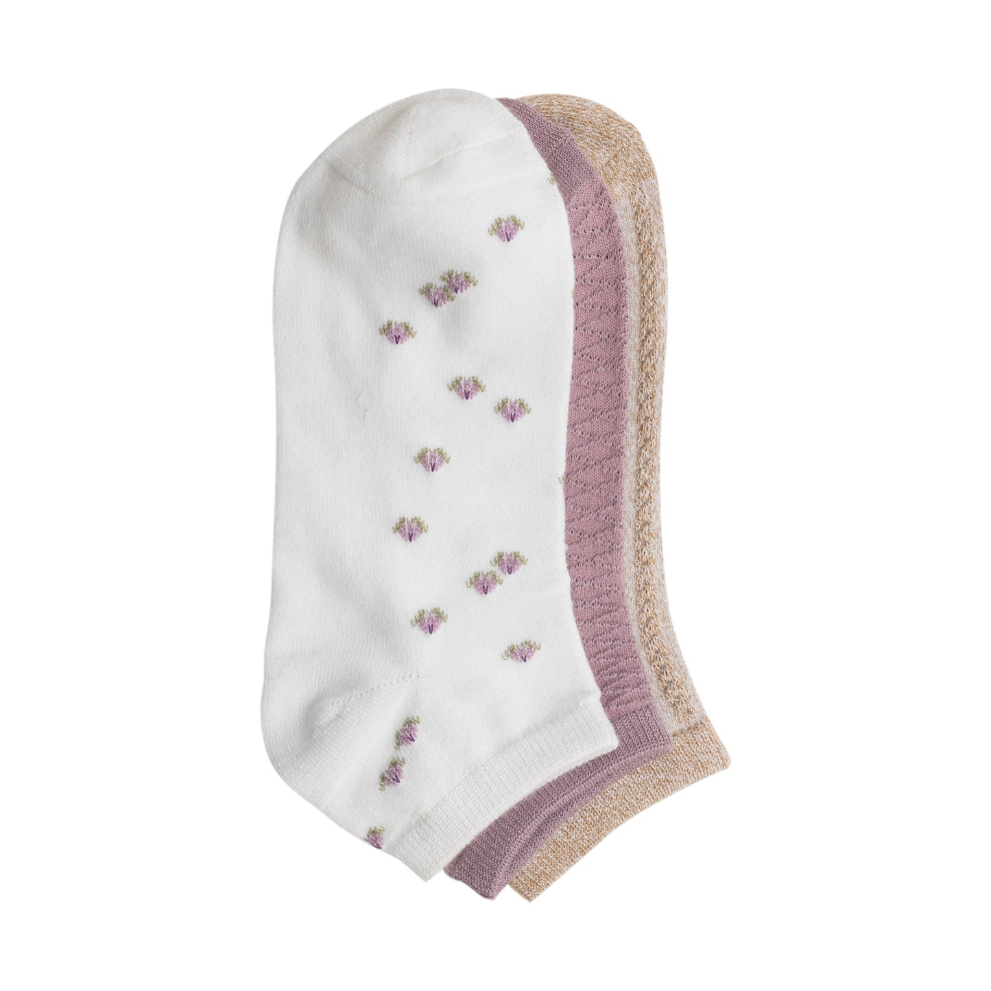 Elderberry;@Pucker Floral Low Cut Sock 3-Pack