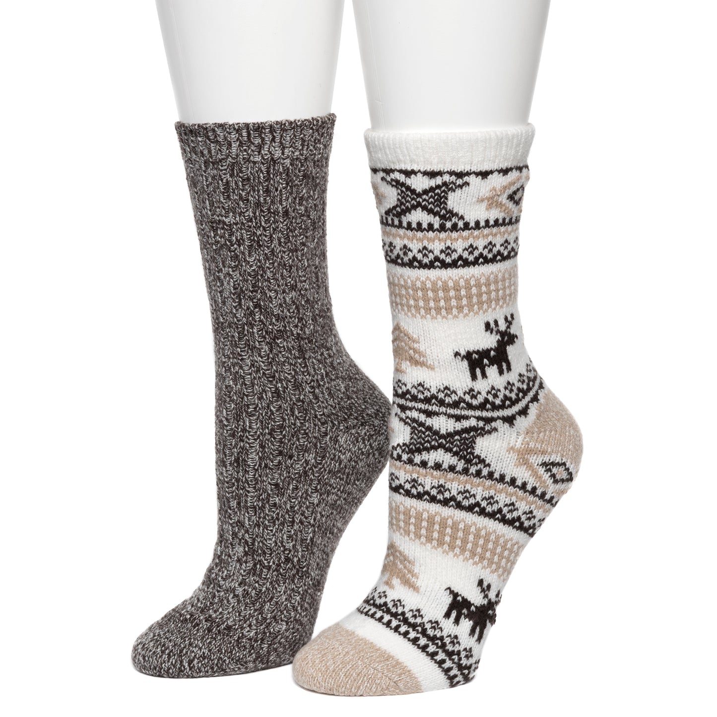 Java;@Allover Reindeer/Twist Rib Crew Sock 2 Pack