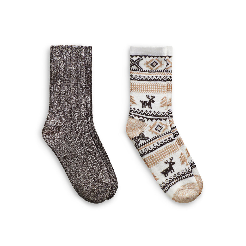 Java;@Allover Reindeer/Twist Rib Crew Sock 2 Pack