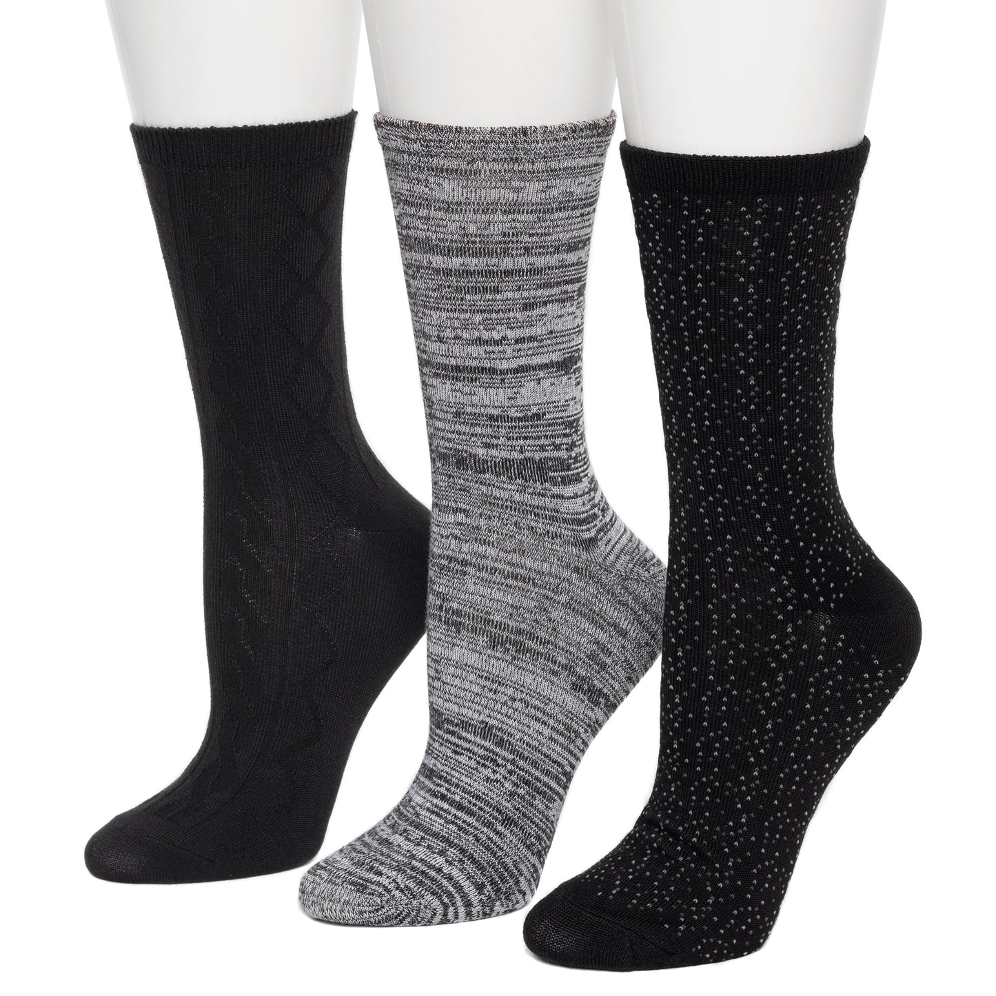 Black;@Multi Birdseye Crew Sock 3 Pack