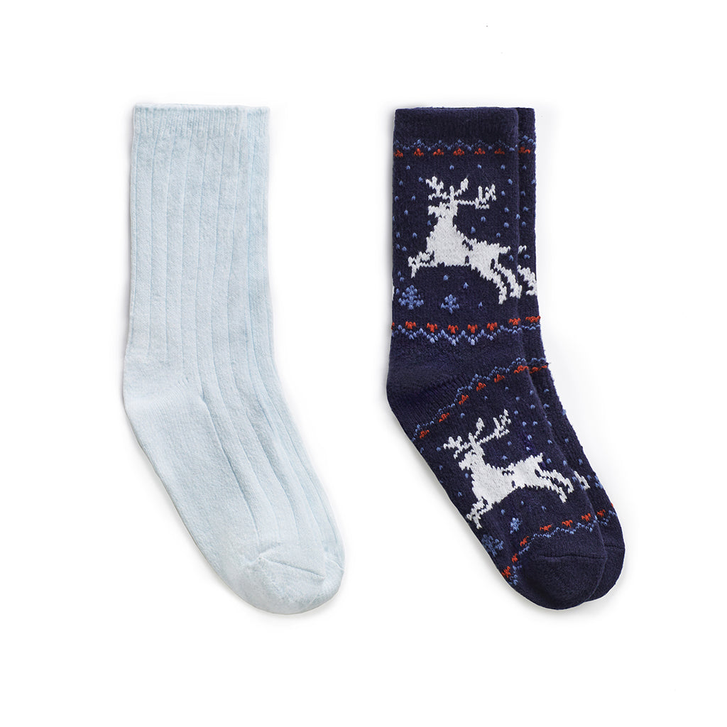 Peacoat;@Reindeer Birdseye/Twist Rib Crew Sock 2 Pack