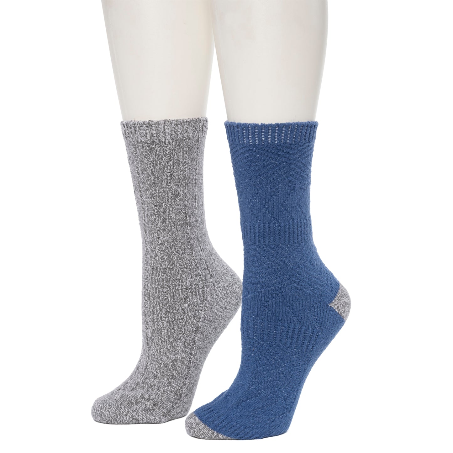 Bijou Blue;@Mixed Texture /Twist Rib Crew Sock 2 Pack