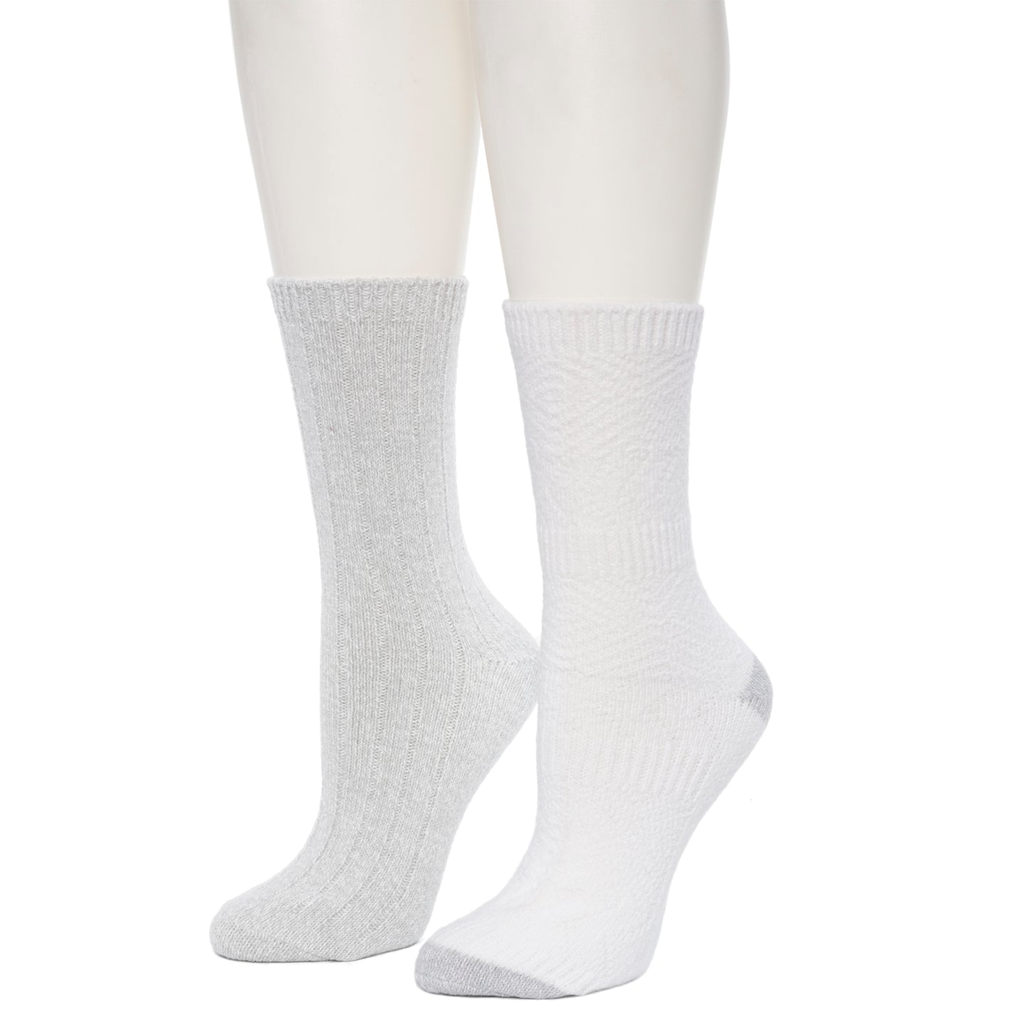 Ivory;@Mixed Texture /Twist Rib Crew Sock 2 Pack