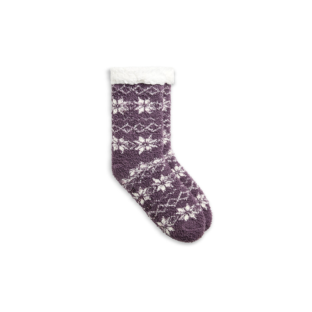 Vintage Violet; @Snowflake Faux Shearling Lined Lounge Crew Sock