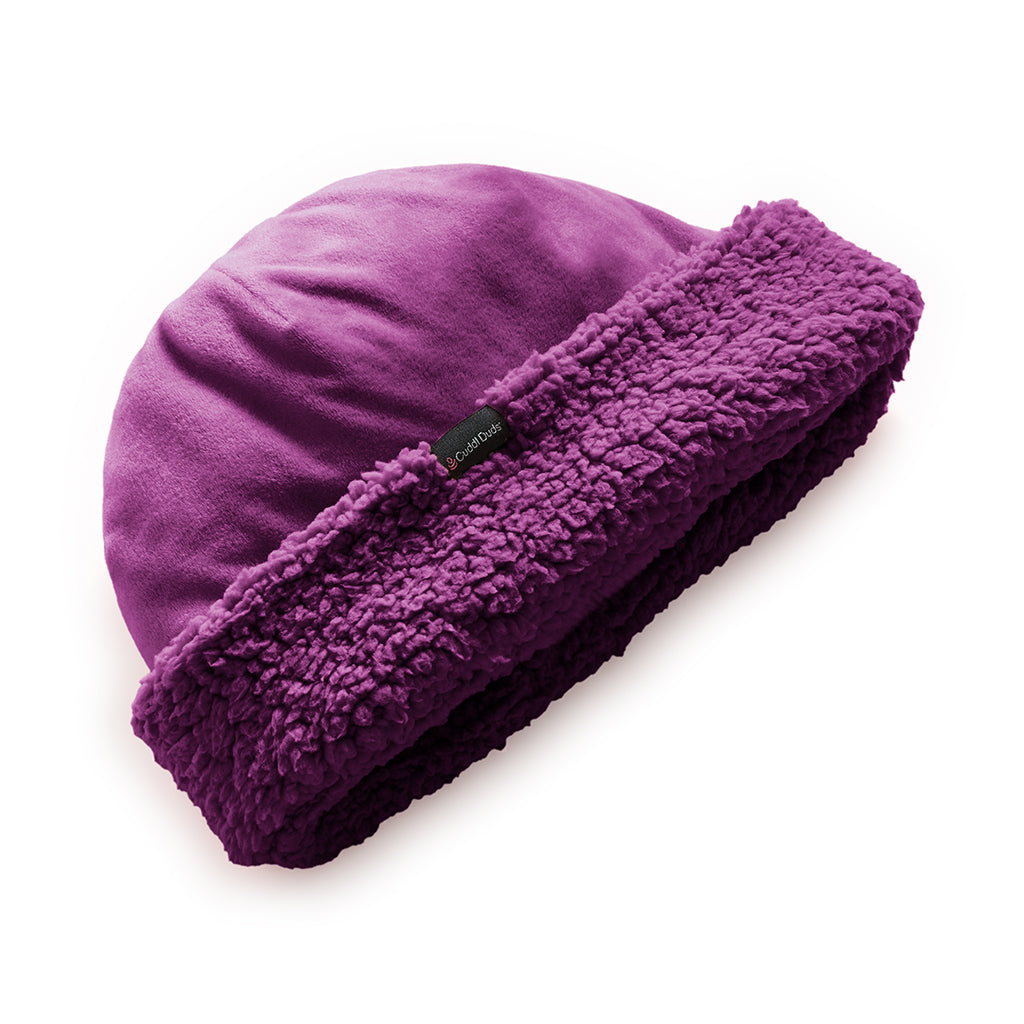 Double Plush Velour Hat with Sherpa Cuff