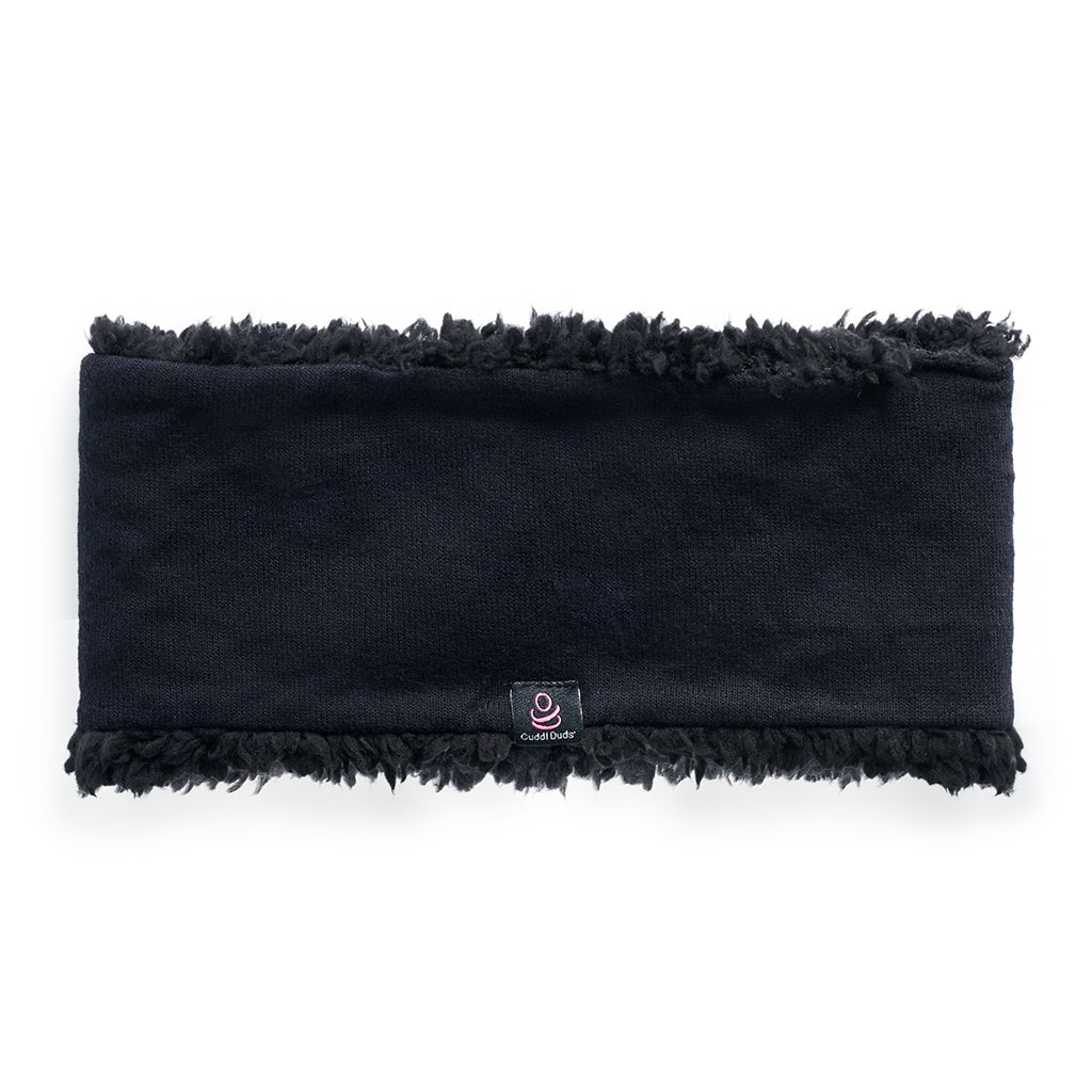 Black;@SoftKnit black Headband with Sherpa