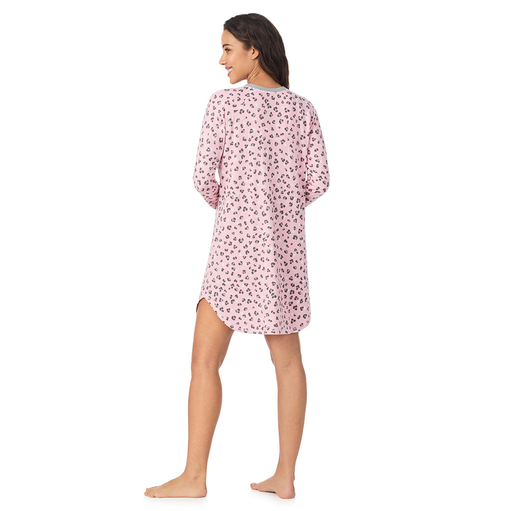 Pink Animal;Model is wearing size S. She is 5’9”, Bust 34”, Waist 23”, Hips 35”.@A lady wearing Pink Animal
Brushed Sweater Knit Long Sleeve Sleepshirt