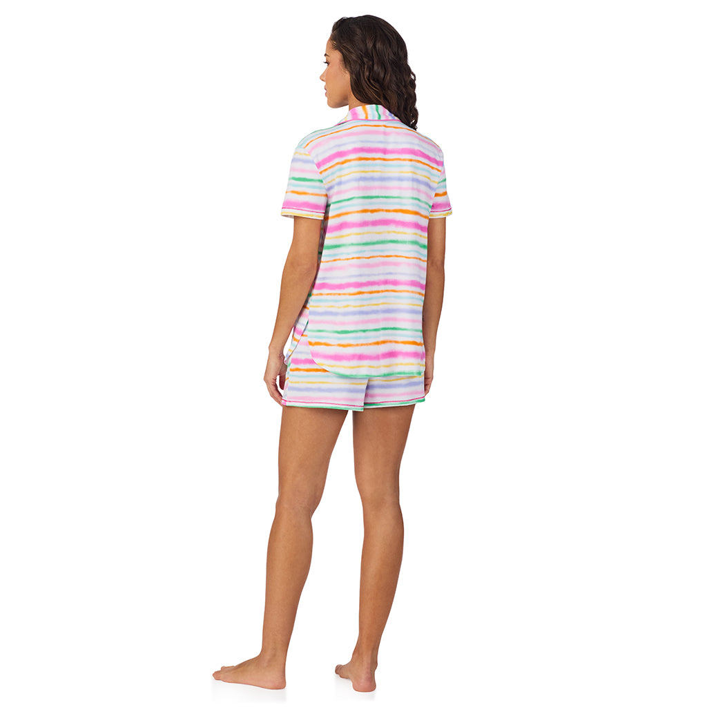 Cotton-Blend Short Sleeve Notch Collar with Short 2-Pc Pajama Set