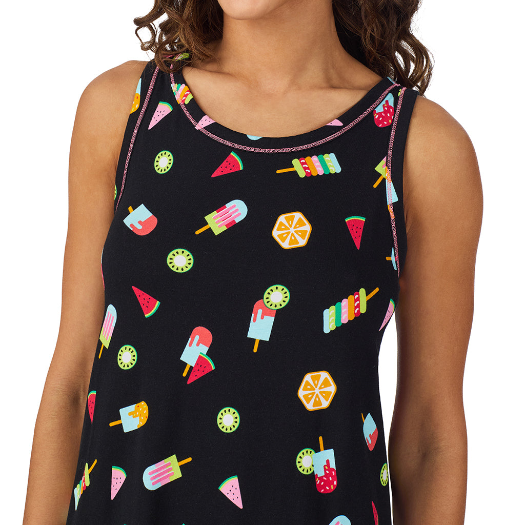 Icepop;Model is wearing size S. She is 5’9”, Bust 34”, Waist 23”, Hips 35”.@A lady wearing Cotton-Blend Sleeveless Sleep Chemise