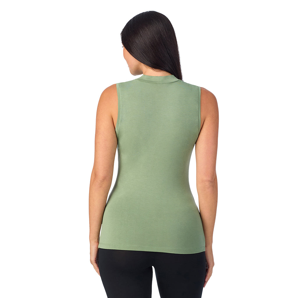 Hedge Green;Model is wearing size S. She is 5’9”, Bust 34”, Waist 23”, Hips 35”. @A lady wearing Cotton-Blend Short Sleeve Notch Collar with Cropped Pant Pajama Set