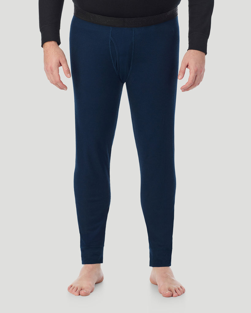 A man wearing Navy Blazer Waffle Thermal Pant Big & Tall in a front view pose