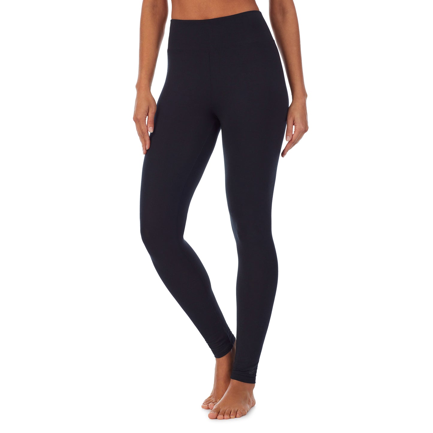 Black;Model is wearing size S. She is 5’9”, Bust 34”, Waist 23”, Hips 35”.@A lady wearing a black High Waist Leggings