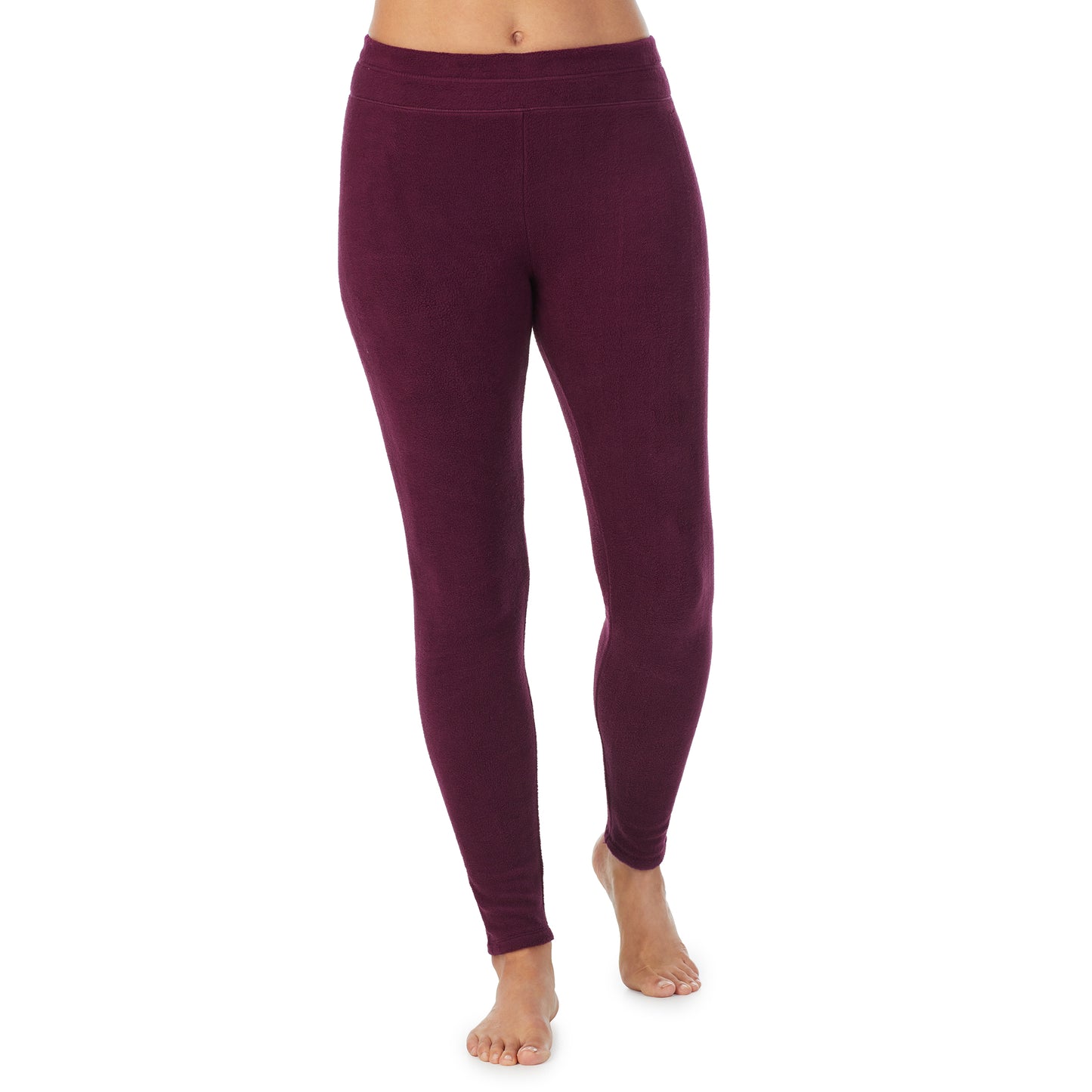 Purple Beet; Model is wearing size S. She is 5’8”, Bust 34”, Waist 24.5”, Hips 35”.@lower body of a lady wearing Purple Beet legging !59% Polyester, 35% Recycled Polyester, 6% Spandex!