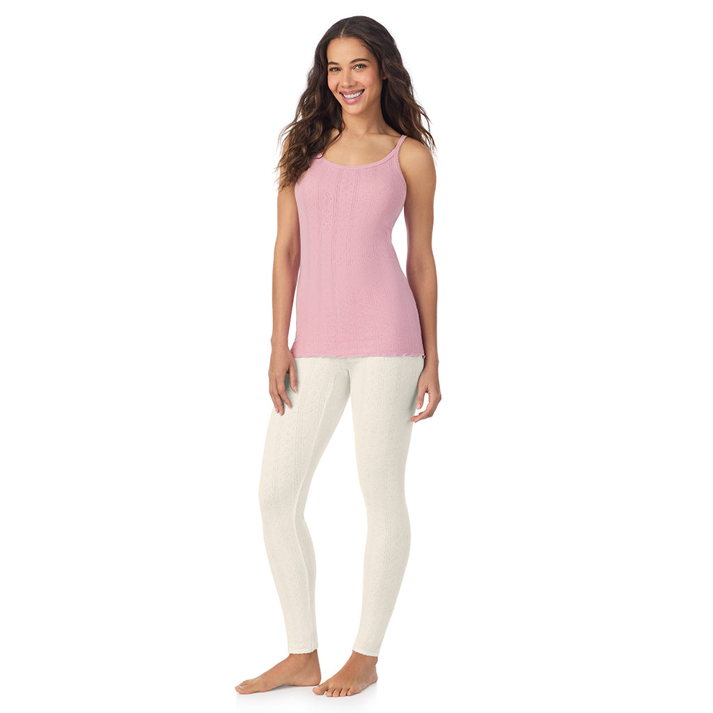 Mauve Mist;Model is wearing size S. She is 5’9”, Bust 34”, Waist 23”, Hips 35”.@A lady is wearing Cotton Pointelle Cami