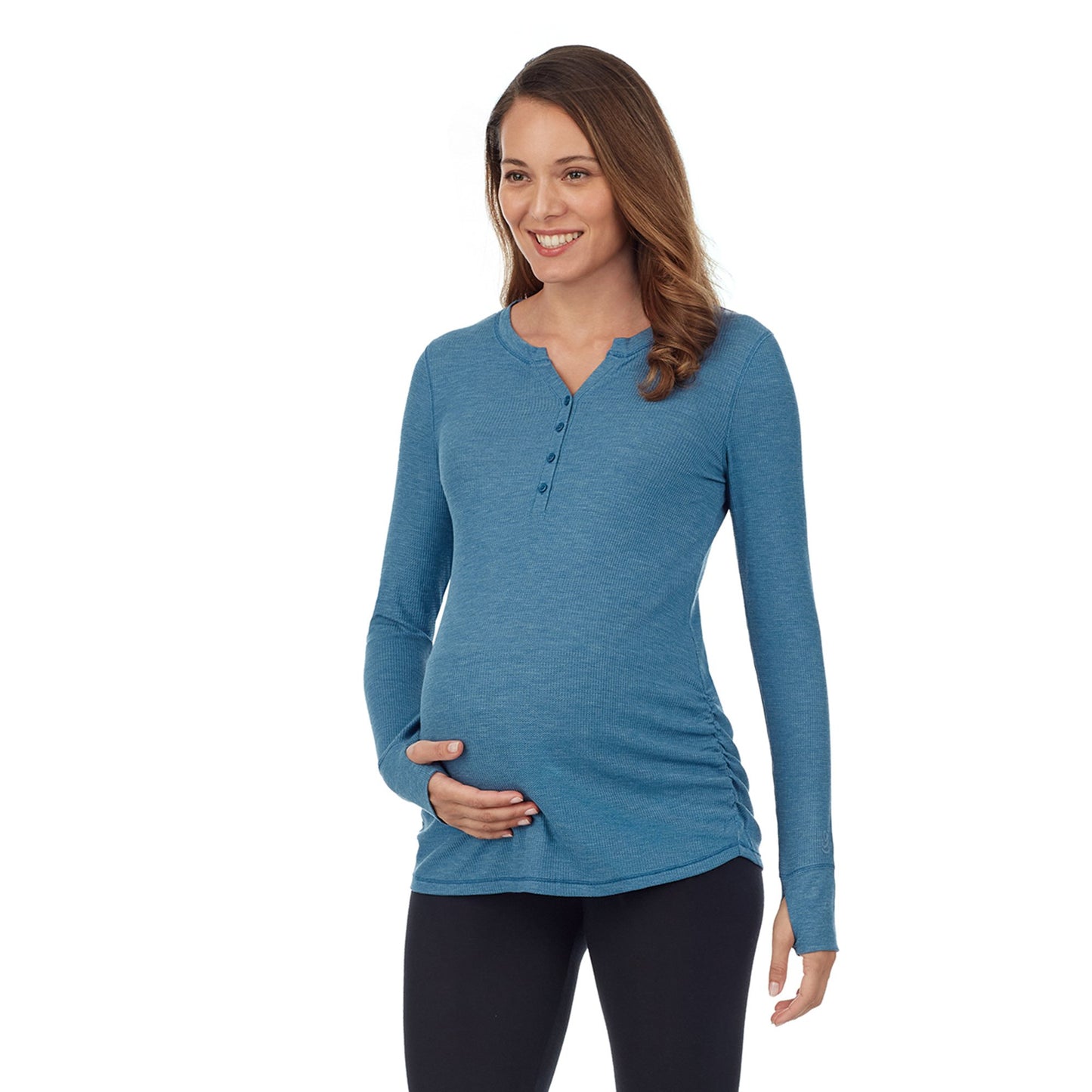 Vintage Blue Heather;Model is wearing a size S. She is 5’10”, Bust 34”, Waist 34”, Hips 40”.@Model is wearing a maternity bump.#Model is wearing a maternity bump.